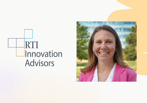 A portrait of Brailey Faris, alongside the words "RTI Innovation Advisors"